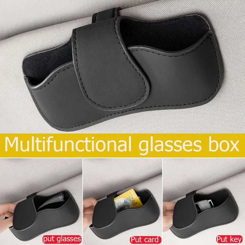 Car sun visor glasses bag leather wear-resistant sunglasses storage box for Jeep Grand Cherokee Wrangler Renegade Rubicon