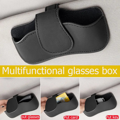 Car sun visor glasses box leather sunglasses holder for Jeep Grand Cherokee Wrangler Rubicon Renegade Patriot Compass Commander