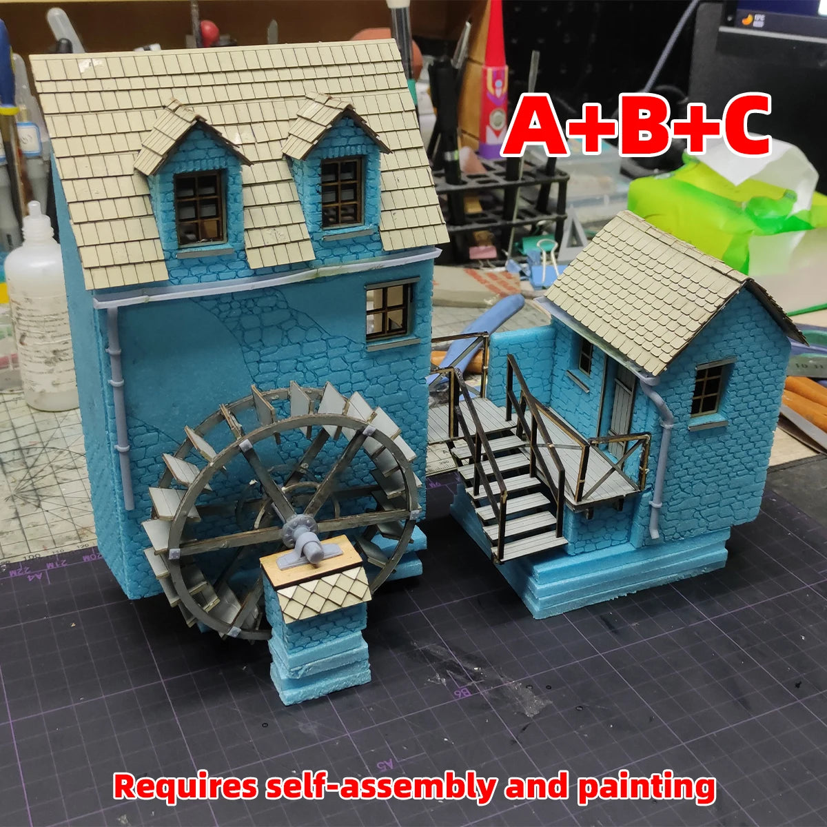 Assembly Architectural Miniature Building Architecture European Rural Watermill Vernacular House Diorama Scale Model Kit 1/35