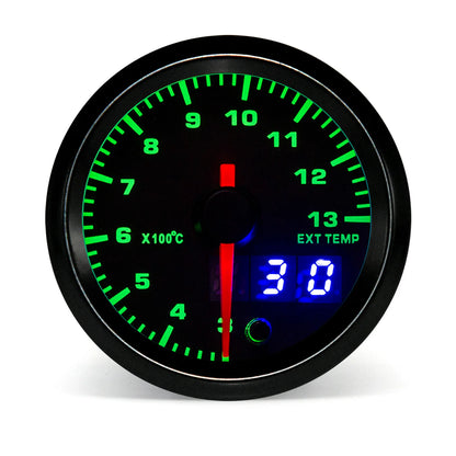2" 52mm 7 Color LED Dual Display Gauge Boost PSI Boost BAR Water / Oil Temp Oil Pressure Voltmeter Air Fuel Ratio EGT Tachometer