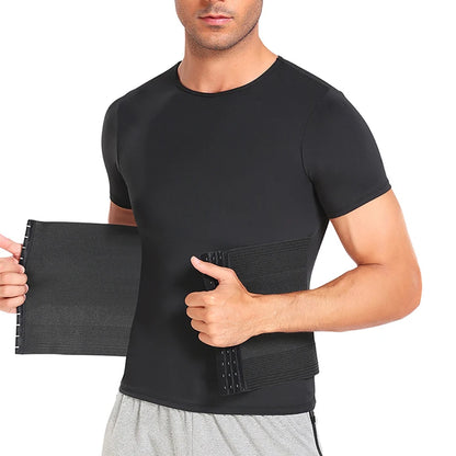 Waist Trainer Shirts for Men Abdomen Reducing Tummy Control Girdle Slimming Body Shaping Underwear Compression Tees Shapewear
