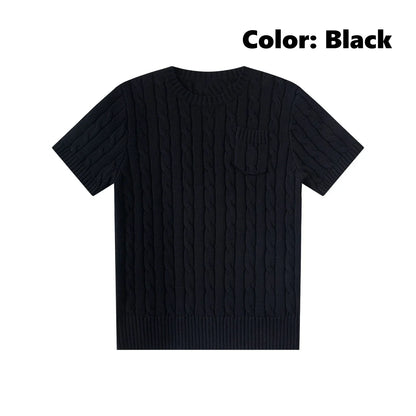 women's t-shirts and polos old money style Classic round neck Women's shirt embroidered chest pocket knitted short sleeved shirt