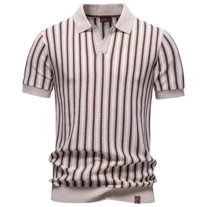 Summer Men's Polo Shirts 2026 Stripe Design Ice Silk Short Sleeve Cool Touch Breathable Casual Outdoor Polo Shirt for Men