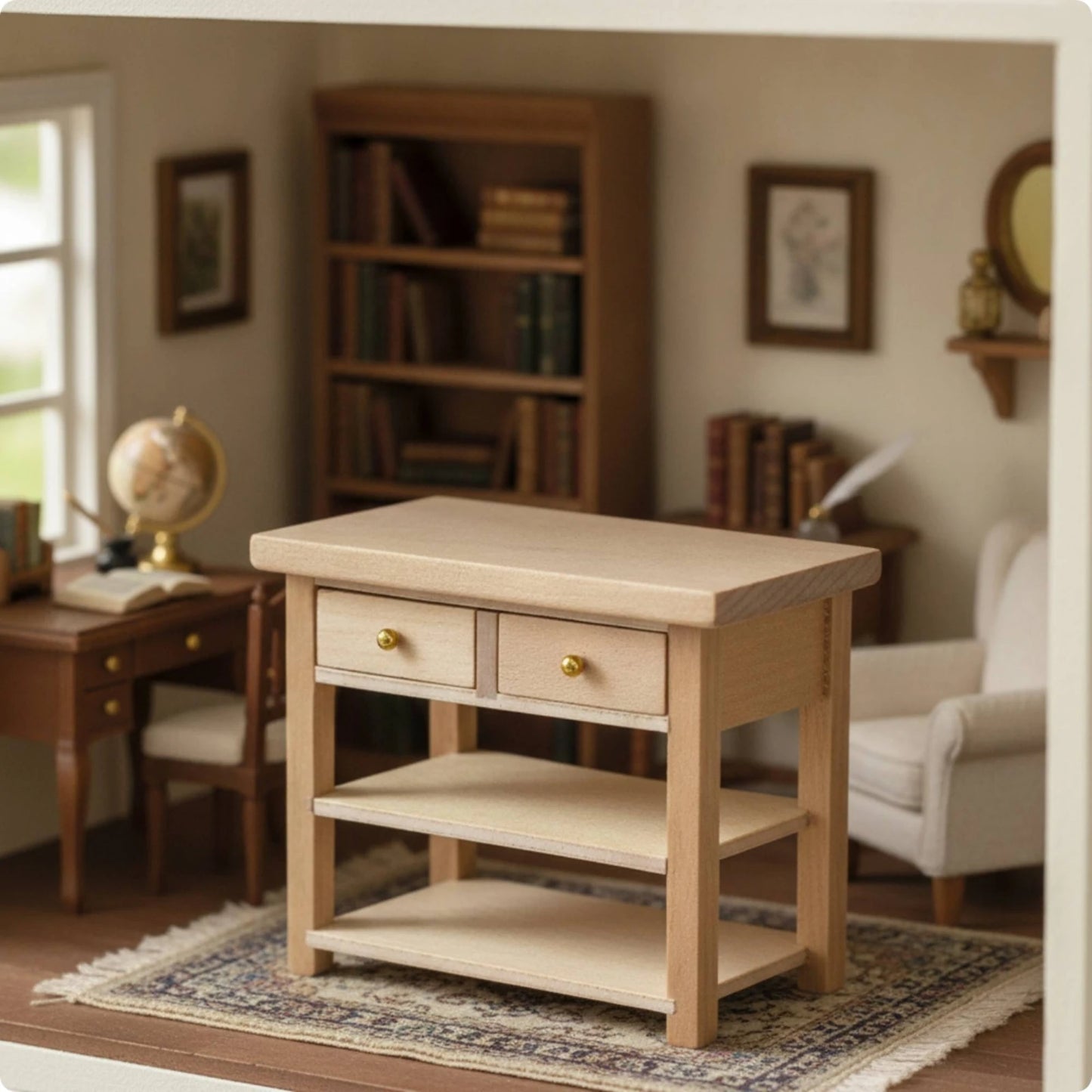 Dollhouse Side Cabinet Natural Finish Dollhouse Cabinet Furniture 1:12 Scale Decorative for Hobbyists, Diorama