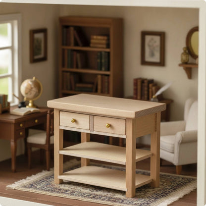 Dollhouse Side Cabinet Natural Finish Dollhouse Cabinet Furniture 1:12 Scale Decorative for Hobbyists, Diorama