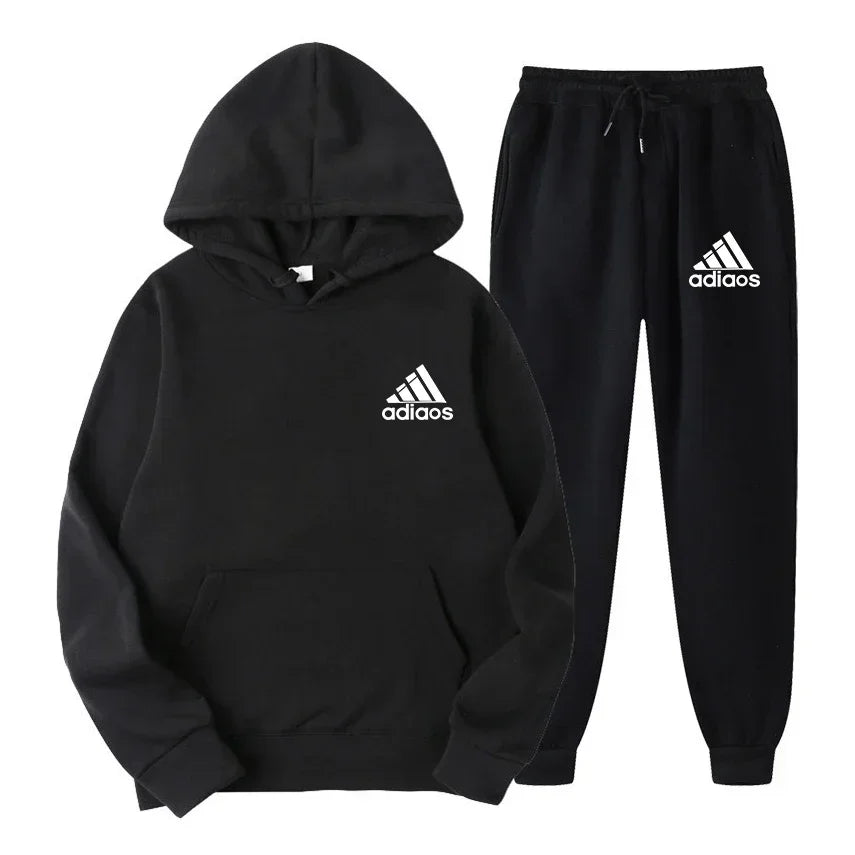 2025 Winter Hoodie Sets Men Fashion Fleece Red Hoodies Black Brand Pants Casual Jogger Suit Tracksuit Sweatshirt Woman Pullover