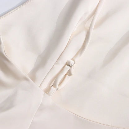 TWOTWINSTYLE Spliced Ruffles Slimming Dresses for Women Strapless Sleeveless High Waist Dress Patchwork Shawl Dress Female
