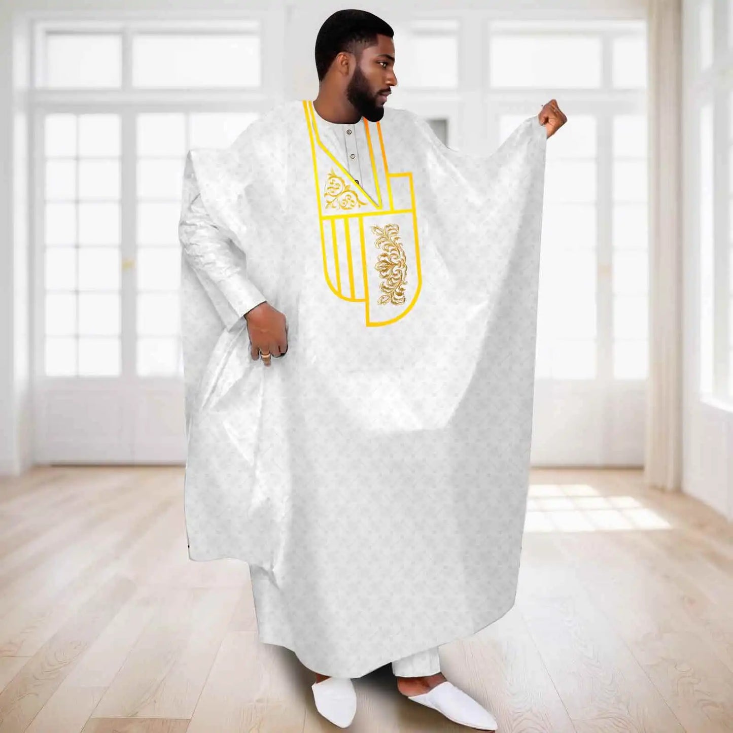 APTX African Clothes for Men Muslim Robe White Tradition Wedding Party Suit Shirt Pants 3 Pcs Set Dashiki Agbada Ramada 2516047