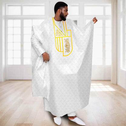 APTX African Clothes for Men Muslim Robe White Tradition Wedding Party Suit Shirt Pants 3 Pcs Set Dashiki Agbada Ramada 2516047