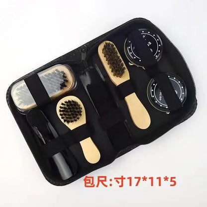 1set Leather Shoes Polish Set Brush Cleaning Kit Keep Shiny Clean Tools for Leather Shoes Care Kit Portable for Boots Sneakers