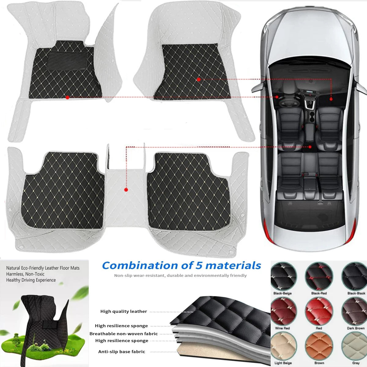 3D PU-leather Waterproof Custom Car Floor Mats For Toyota RAV4 2005-2025 Years Auto Carpets Coche Accessorie Liners