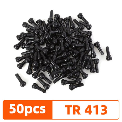 YONGRUN 4/10/50/100PCS Car Tire Valve Stem TR413/TR414 Snap In Tire Valve Stem With Dust Cover Black Rubber Valve Automotive Par