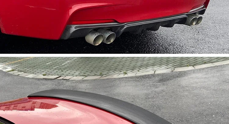 Carbon Fiber Rear Bumper Lip Trunk Wing MP M4 PSM Style Roof Spoiler Kit For BMW 3 Series F30 F31 F35 2012-2019 Gloss Black
