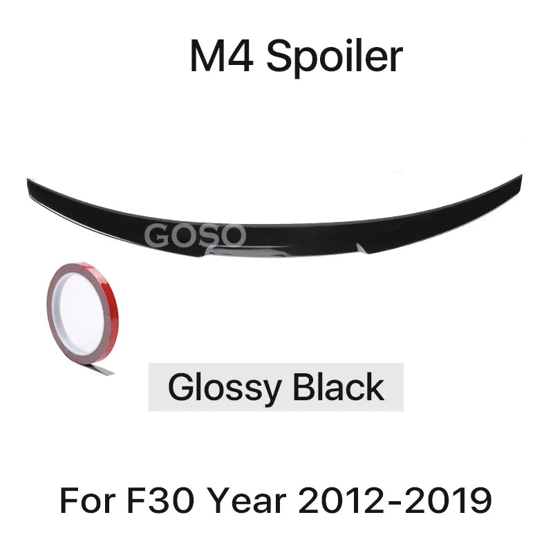 Carbon Fiber Rear Bumper Lip Trunk Wing MP M4 PSM Style Roof Spoiler Kit For BMW 3 Series F30 F31 F35 2012-2019 Gloss Black
