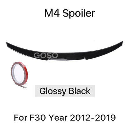 Carbon Fiber Rear Bumper Lip Trunk Wing MP M4 PSM Style Roof Spoiler Kit For BMW 3 Series F30 F31 F35 2012-2019 Gloss Black
