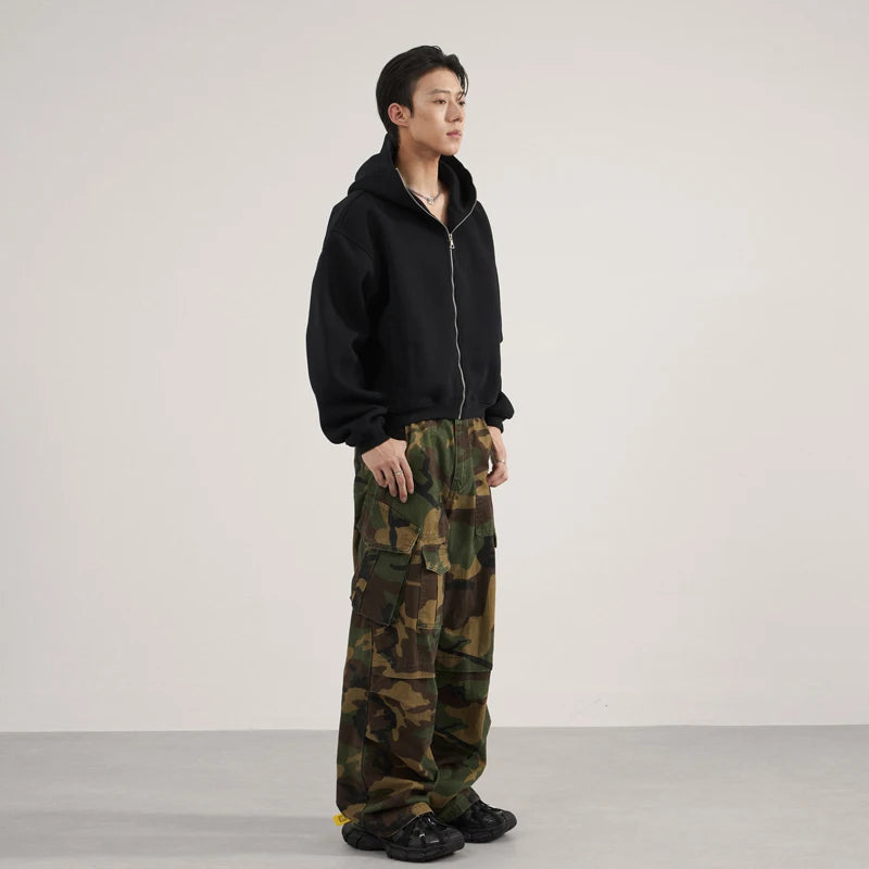 Unisex Camouflage Cargo Pants Loose Wide Leg Multi Pocket Tactical Jeans Casual Streetwear Hip Hop Baggy Trousers Mens Women Y2K