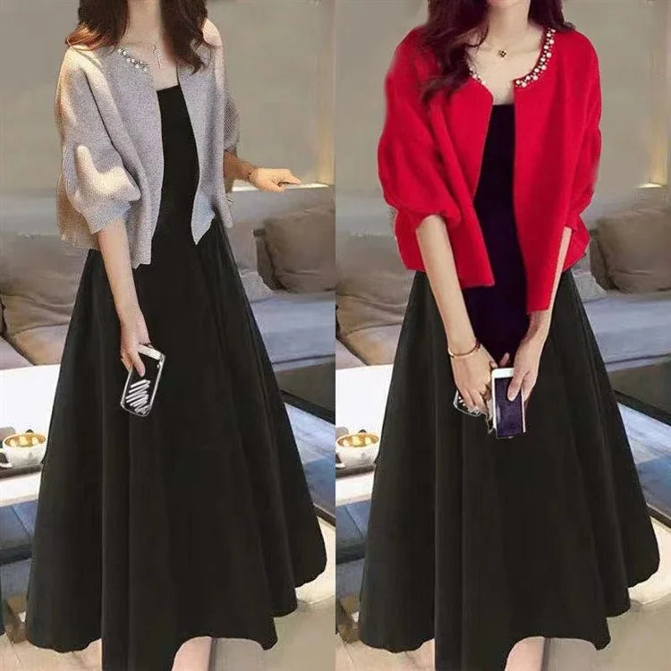 plus Size Fashionable Spring Autumn Dress Set Women's Meat Concealing Two Piece Suit Sister Stylish Minya Style Outfit