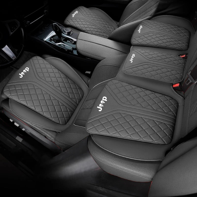 Car Seat Cushion For Jeep Rengade Compass Patriont Grand Cherokee 3D Embroidered Seat Protector Pad Front & Rear Seat Covers