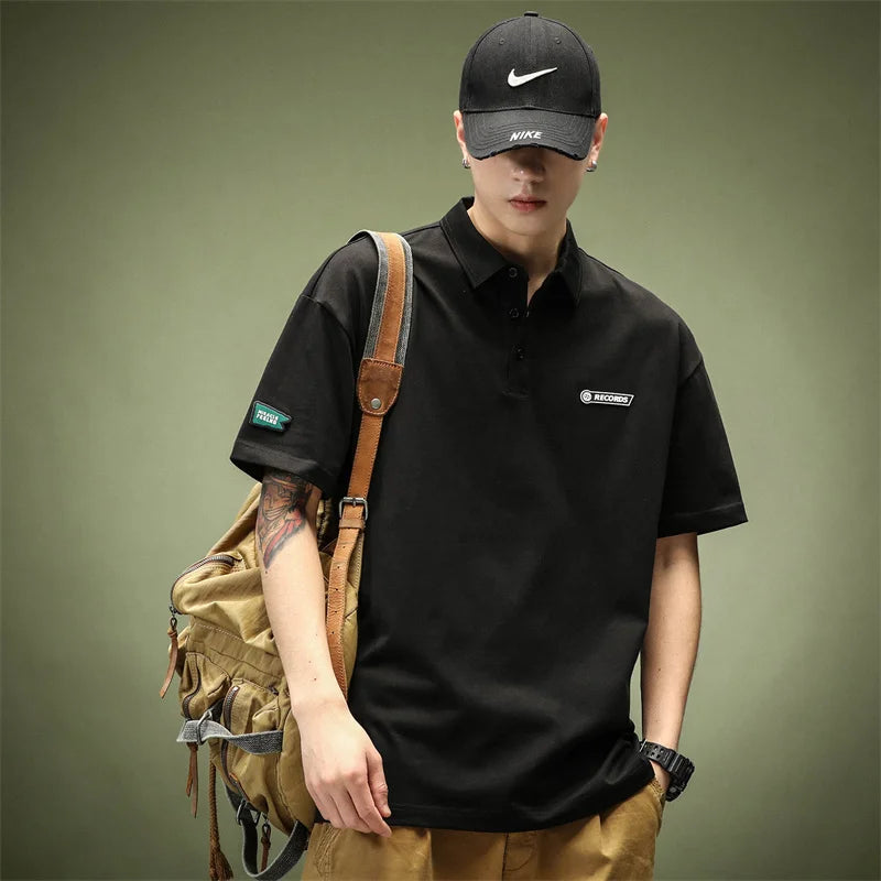 Summer Men's Letter Graphic Basic Golf Polo Shirts 2026 Solid Business Casual Tshirts Streetwear Fashion Appliques Oversized Top