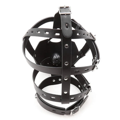 PU Leather Harness Face Mask Cool Black Headgear BDSM Bondage Restraint Muzzles Ball Mouth Gag Sex Toys for Couples Adult Games