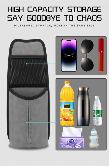Car Seat Back Bag With Tissue Holder Car Seat Side Storage Bag Car Multifunctional Hanging Drink Holder Mesh Storage Pocket