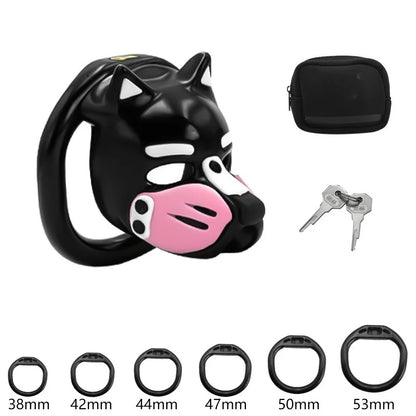 6 Colors Dog Head Chastity Cage Cosplay Devices with 6 Size Cock Rings SM Penis Training Gay Anti-Cheating Adult Toys for Men18+