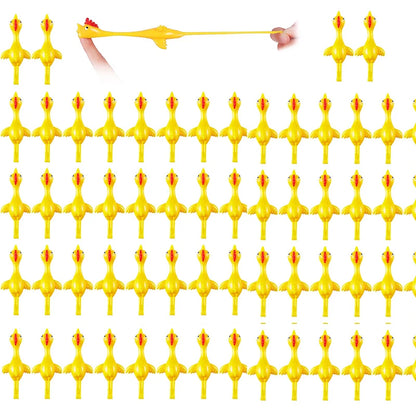 5-100pcs Slingshot Chicken Flinger Party Favors Mini Flying Rubber Chickens Bulk for Christmas Stocking Stuffers Prizes