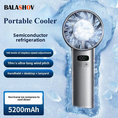 Ice compress high-speed cooling fan handheld fans USB Rechargeable portable mini fan Folding style for Travel,Camping,Outdoor