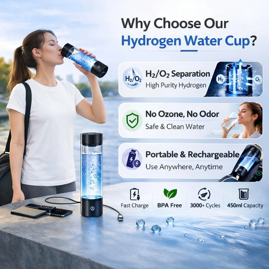 Portable Hydrogen Water Generator Bottle Rechargeable Electric Alkaline Water Ionizer Cup Hydrogen-Rich Health Care Drinkware