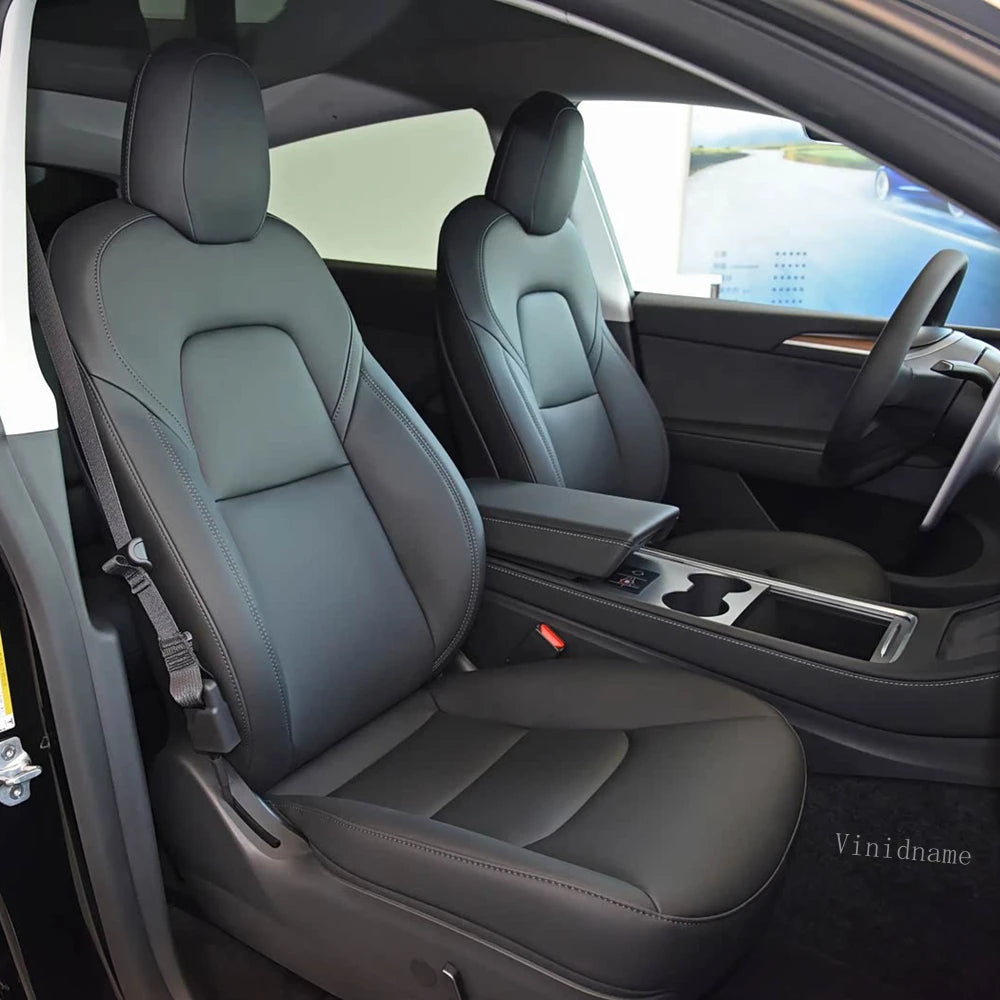 For Tesla Model Y 2020 2021 2022 2023 2024 2025 PU Leather Custom Car Seat Covers Full Set Interior Protector Accessories
