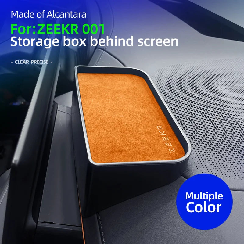 For Zeekr 001 2024 Storage Box Behind The Central Control Screen Navigation Screen Storage Alcantara suede Car Accessories