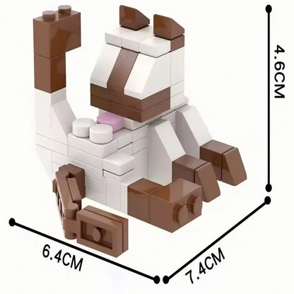 Shrimp Building Blocks Cattle Horses Hard Work Office Figurines Cream Cat Ornament Beast of Burden Model Assembly Toy for Worker