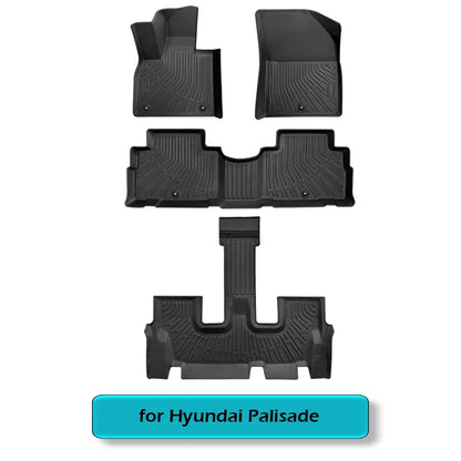Floor Mats for 2020 - 2024 Hyundai Palisade Trunk Mat with Backrest Mat TPE Waterproof All Weather Protector Cargo Liner