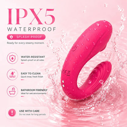 App Control Wearable Vibrator for Women 6-Vibration 6-Suction Modes Soft Silicone Quiet IPX5 Water Resistant Magnetic Charging