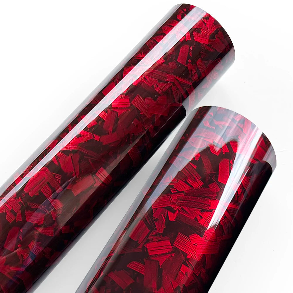 Glossy Red Forged Carbon Fiber Vinyl Wrap Film Self Adhesive Waterproof Decal Sticker For Car Motorcycle Scooter Auto Accessorie