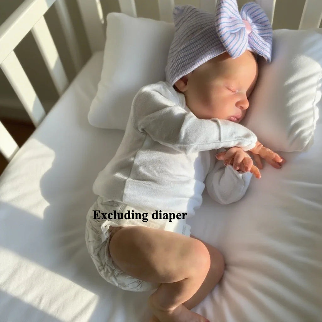 BZDOLL 50cm 20inch Asleep Reborn Baby Doll with 3D-paint Skin, Visible Veins (Soft Vinyl Limb, Cloth Body) Alive Newborn Art Toy for Kids Princess Gifts