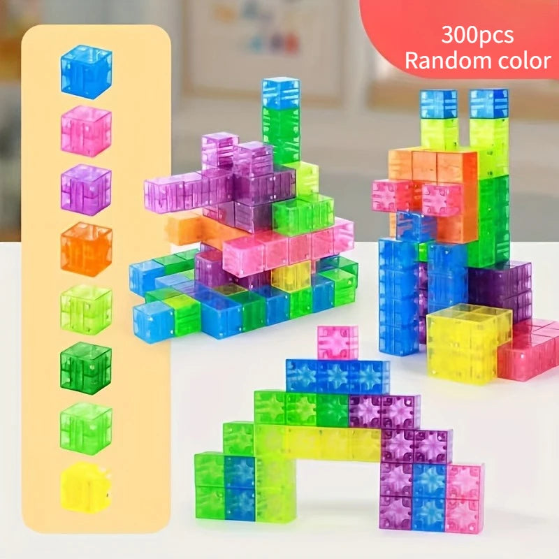 Colorful Magnetic Building Blocks Toy Transparent Magnetic Cubes Construction Preschool STEM Educational Sensory Kids Toys Gift