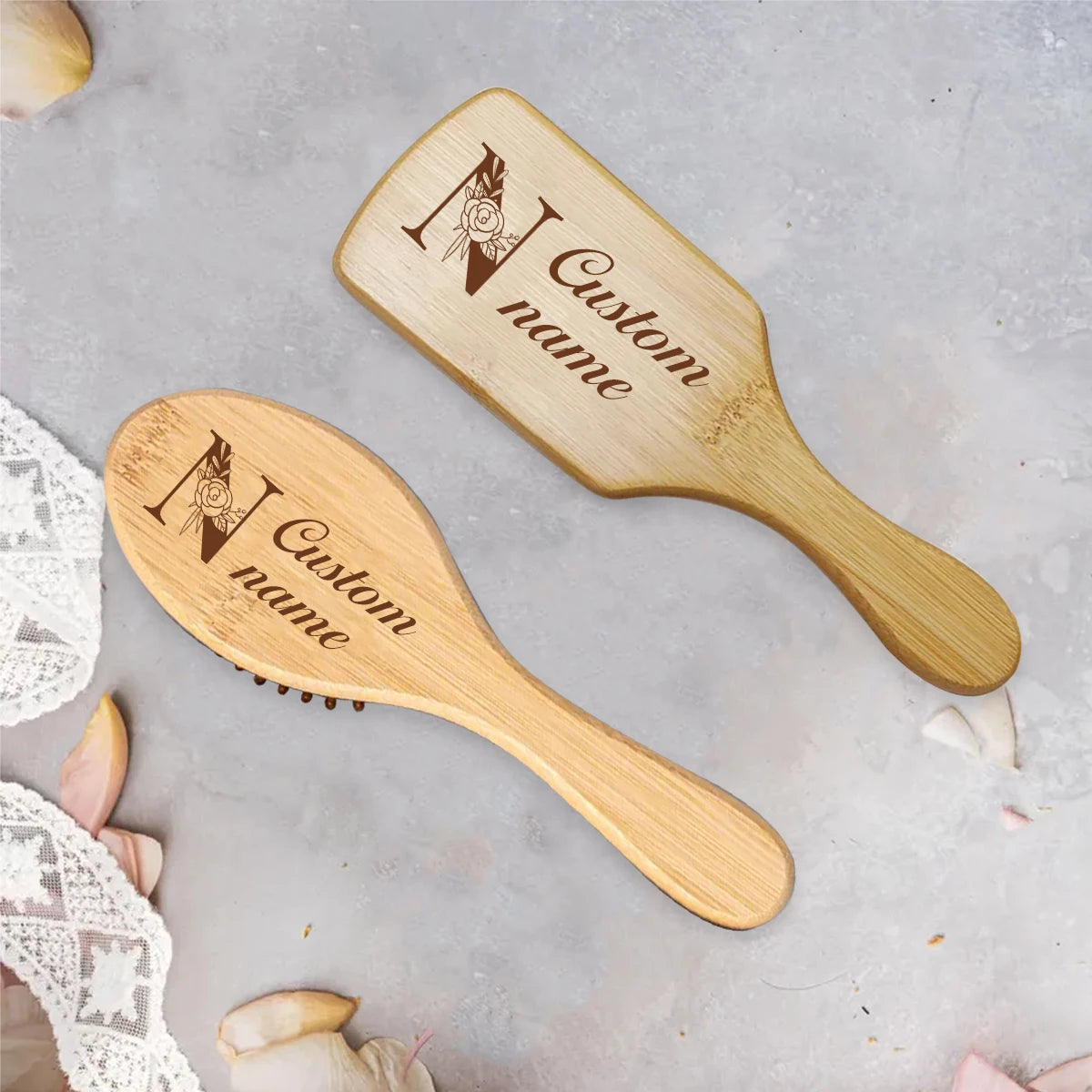 Personalised Custom Comb, Customized Mini Oval Air Cushion Bamboo Comb, Customizable Initials and Name,