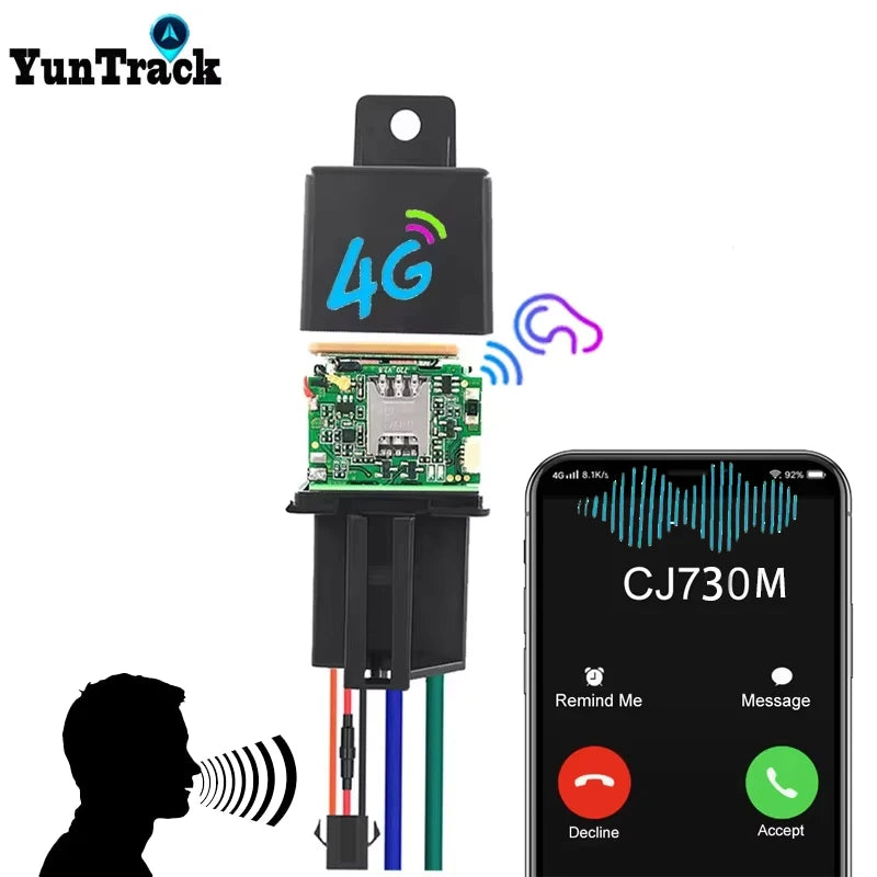 Hidden Relay 4G GPS Tracker Towed Move Tracking Car Vehicle Cut Off Oil ACC Monitor Locator  SMS Call Alarm Anti-theft System