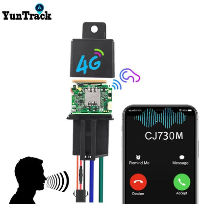 Hidden Relay 4G GPS Tracker Towed Move Tracking Car Vehicle Cut Off Oil ACC Monitor Locator  SMS Call Alarm Anti-theft System