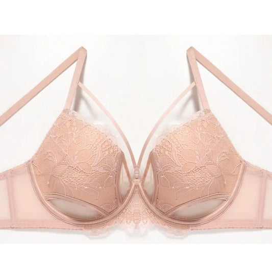 Hot Sale French Lace Bra Soft Underwire High Support Push Up Anti Sagging Sexy Nude Back Stylish Bra Size S-XL 32-38 Hot Search
