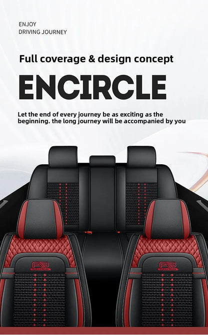 Universal Auto Split Seat Car Full Seat Cover Breathable Ice Silk Nappa Leather Car SUV Cushion Full Seats Cover Protection
