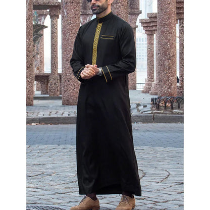 Muslim traditional men's robe, elegant and luxurious embroidered robe, casual festival Islamic men's robe