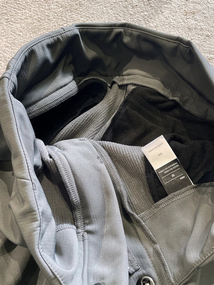 Outdoor Commuting Windproof Waterproof Fleece Lined Elastic Soft  Casual Men's Long Pants Straight Leg Polyester Fiber