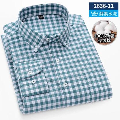 Men's long sleeve shirt pure cotton breathable comfortable business casual slim top shirt trend spring and summer formal wear