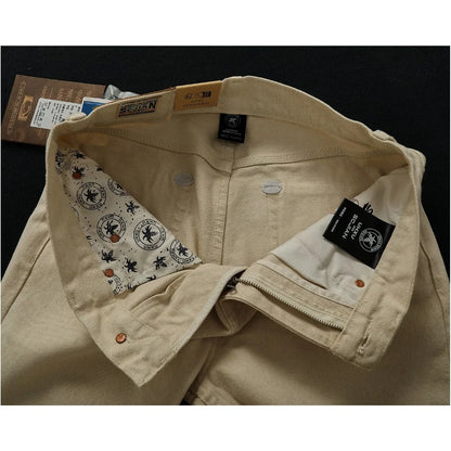 Original embryonic white American heavyweight retro trousers for men in autumn and winter loose straight tapered casual trousers