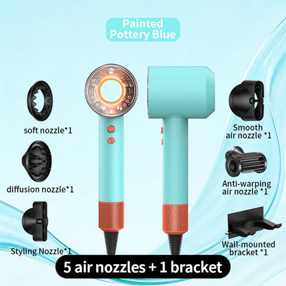 HD16 Leafless Hair Dryer Negative Ion High Power Fast Drying Constant Temperature Ultra-Quiet 5 Professional Nozzles Home Stylin