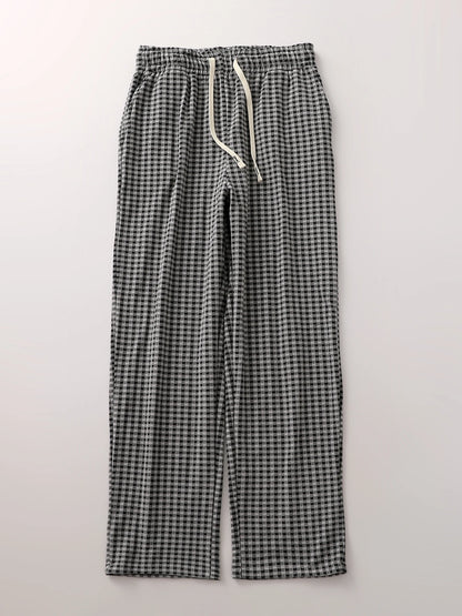 Comfortable Men's Plaid Velvet Sleep Pants Loose Straight Leg Long Pants Warm Cozy Autumn Winter Home Clothes Coral Velvet Fa...