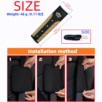1 Diamond-encrusted Blingbling Metal Crown Faux Sheepskin Car Supplies Seat Belt Shoulder Strap Comfort Safety Belt