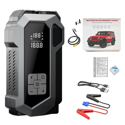 Jump Starter Power Supply Wireless Tire Air Pump Integrated Machine Electric Ignition Artifact Equipped with USB Port LED Light